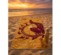 Aymax Drap de Plage Enfant Le Roi Lion Disney 70x140 cm 100% Polyester | Simba I Am The King Or & Bordeaux | Licence Officielle