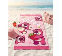 Aymax Drap de Plage Enfant Lotso Disney Pixar Toy Story 70x140 cm 100% Polyester | Rose Fraise | Licence Officielle