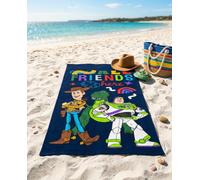 Aymax, Drap de Plage Enfant Toy Story Disney Pixar 70x140 cm 100% Polyester | Woody Buzz Rex We're All Friends | Licence Officielle