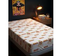 Aymax! Drap-housse Naruto Uzumaki 90x200 cm 100% coton bonnet 25 cm rouge à motifs blancs
