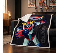 Aymax Goldorak Couverture Polaire Reversible 130x170 cm Robot Noire | Couverture reversible 130x170 cm | Polaire corail effet mouton | Robot Goldorak | Ado adulte | Idee cadeau