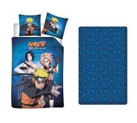 Aymax Parure de lit 3 Pièces Naruto - Housse de Couette 140x200 cm + Taie d'oreiller 63x63 cm + Drap-Housse Assorti 90x190 cm