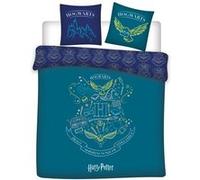 AYMAX Parure de lit double réversible Harry Potter - Blason -Hogwarts- - Bleue et Vert - 220 cm x 240 cm Bleu G