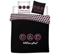 AYMAX Parure de lit Double réversible Squid Game Will You Play ? - 200 cm x 200 cm