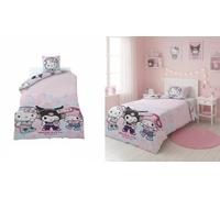Aymax Parure de Lit Hello Kitty and Friends, 1 Personne, Housse de Couette Kuromi Réversible 140x200 cm + Taie d'oreiller 65x65 cm, Rose, Polycoton
