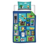 Aymax Parure de Lit Minecraft en Coton, 100% Coton, Housse de Couette Réversible 160x210 cm + Taie d'oreiller 65x100 cm