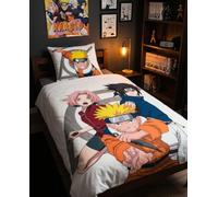 Aymax Parure de Lit Naruto Shippuden Réversible - Housse de Couette 140x200 cm + Taie d'oreiller 65x65 cm - Certifiée Oeko-TEX Standard 100 - Coton & Polyester - Motif Team 7 Naruto Sasuke Sakura