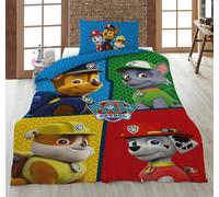 Aymax Parure de Lit Pat' Patrouille 1 Personne, Housse de Couette 160x210 cm + Taie d'oreiller 65x100 cm, 100% Coton, Taille Suisse
