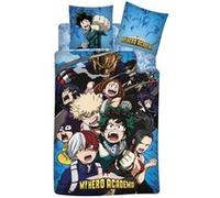 AYMAX Parure de lit réversible 140x200 cm et drap housse 90x200 cm - My Heros Academia Multicolors G