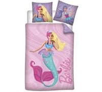 Aymax! Parure de lit Barbie Sirène 100% coton réversible Rose 140x200 cm + taie 65x65 cm
