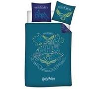 AYMAX Parure de lit réversible Harry Potter - Blason -Hogwarts- - Bleue et Vert - 140 cm x 200 cm Multicolors G