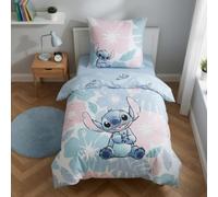 Aymax Parure de Lit Stitch Flowers pour Enfant, Polycoton, Housse de Couette 135x200 cm + Taie d'oreiller 80x80 cm