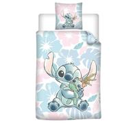 Aymax Parure de Lit Stitch Scrump, 1 Personne, Housse de Couette Simple Réversible 140x200 cm + Taie d'oreiller 65x65 cm, Polycoton