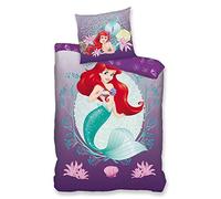 AYMAX S.P.R.L. Parure de lit Ariel - La Petite Sirène, Housse de Couette Réversible 140x200 cm + Taie d'oreiller 63x63 cm