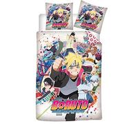AYMAX S.P.R.L Parure de Lit Boruto 1 Personne, Housse de Couette 140x200 cm + Taie d'oreiller 63x63 cm, 100% Microfibre 001BRT