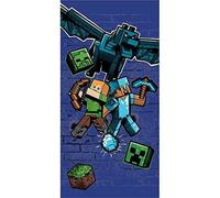AYMAX Serviette de Plage - Minecraft - Bleue - 70x140 cm