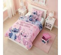 Aymax,Set Déco Chambre Stitch & Angel 3 Pièces - Housse de Couette Réversible 140x200 cm+Coussin Forme Stitch+Boîte Rangement Assise 30x30x30 cm