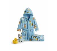 Aymax, Set Peignoir + Serviette + Gant Enfant Bluey | Bluey & Bingo Bleu Ciel All-Over | Licence Officielle (FR/ES, Âge, 3 ans, Taille normale)