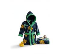 Aymax, Set Peignoir + Serviette + Gant Enfant Le Roi Lion Disney 3-4 Ans | Simba Bleu Marine Vert | Licence Officielle