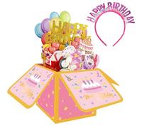 AYNKH 1pcs pop - up carte de joyeux anniversaire, 1pcs anniversaire cerceaux, Boîte cadeau 3D créative avec enveloppe, femmes enfants hommes, mère, épouse et femme, sœur, ami