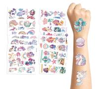 AYNKH 20 Autocollants de Tatouage de Sirène et de Licorne Pour Enfants, Faux Tatouages Résistants à L'eau, Fournitures Pour Cadeaux D'anniversaire