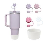 AYNKH Lot de 5 Cup Accessoires Set, Couvercles de Paille pour Stanley Cup, Embouts de Paille Réutilisable Paille Couvercle Kit 1 Pièce Couvercle Inférieur et 4 Pièces Couvercle de Paille Poussière
