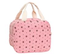 AYNKH Sac Isotherme Repas pour Filles,Motif Fleurs Pink Cassé,Lunch Bag Espace pour 2 Repas,Adapté aux Bento,Boîtes Rondes, Idéal pour l'École, les Déplacements(Rose)