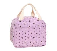 AYNKH Sac Isotherme Repas pour Filles,Motif Fleurs Purple Cassé,Lunch Bag Espace pour 2 Repas, Adapté aux Bento, Boîtes Rondes, Idéal pour l'École, les Déplacements(Violet)
