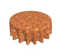 Aytipun Nappe d'automne, ronde, orange brûlé, crème, blanc, citrouille, imprimé citrouille, automne, Thanksgiving, récolte, vacances, décoration saisonnière pour la maison, la cuisine, les fêtes, les