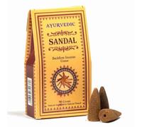 AYURVEDIC - Cônes d'encens Backflow - 10 cônes par paquet - env. 15 minutes de combustion à cône - Encens naturel indien (SANDALO)