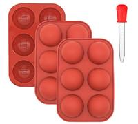 AYWFEY 3 pack 6 trous moyen moule en silicone semi-sphère, moules de cuisson demi-sphère 6 cavités pour gâteau au chocolat chaud au cacao gelée bonbons dôme mousse pudding cupcake fabrication de savon
