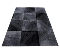 Ayyildiz | Tapis Moderne - 240 cm x 340 cm - Gris et Noir - Design Géométrique - Antistatique et Doux