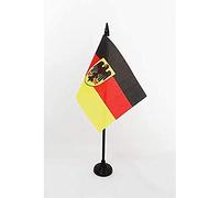 AZ FLAG Drapeau de Table Allemagne avec Aigle 15x10 cm Socle Plastique | Usage intérieur Drapeau de bureau allemand Deutschland mit Adler finition cousue et bords renforcés polyester 100D