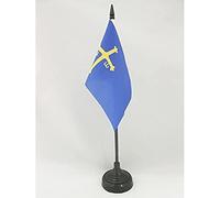 AZ FLAG - Drapeau De Table Asturies - 15x10 cm - Mini Drapeau De Asturias De Bureau 100% Polyester Avec Hampe De 25cm Et Socle En Plastique Noir