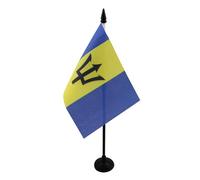 AZ FLAG - Drapeau De Table Barbade - 15x10 cm - Mini Drapeau Barbadien De Bureau 100% Polyester Avec Hampe De 25cm Et Socle En Plastique Noir