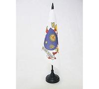 AZ FLAG Drapeau de Table Blason du Pape François 15x15 cm Socle Plastique | Usage intérieur Drapeau de bureau vatican finition cousue et bords renforcés avec mât en plastique et socle en plastique