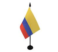 AZ FLAG - Drapeau De Table Colombie - 15x10 cm - Mini Drapeau Colombien De Bureau 100% Polyester Avec Hampe De 25cm Et Socle En Plastique Noir