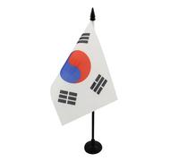AZ FLAG - Drapeau De Table Corée du Sud - 15x10 cm - Mini Drapeau Coréen De Bureau 100% Polyester Avec Hampe De 25cm Et Socle En Plastique Noir