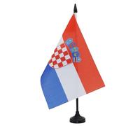 AZ FLAG - Drapeau De Table Croatie 21x14 cm - Petit Drapeau Croate De Bureau 100% Polyester Avec Hampe De 25cm Et Socle En Plastique Noir