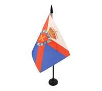 AZ FLAG - Drapeau De Table El Bierzo 21x14 cm - Petit Drapeau Du Bercianisme De Bureau 100% Polyester Avec Hampe De 25cm Et Socle En Plastique Noir