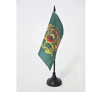 AZ FLAG - Drapeau De Table Etendard royal du Maroc 15x15 cm - Petit Drapeau Du Roi Marocain De Bureau 100% Polyester Avec Hampe De 25cm Et Socle En Plastique Noir