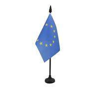 AZ FLAG - Drapeau De Table Europe - 15x10 cm - Mini Drapeau Européen De Bureau 100% Polyester Avec Hampe De 25cm Et Socle En Plastique Noir
