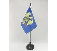 AZ FLAG - Drapeau De Table Frioul-Vénétie julienne - 15x10 cm - Mini Drapeau De La Région Du Friuli De Bureau 100% Polyester Avec Hampe De 25cm Et Socle En Plastique Noir