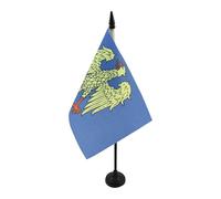AZ FLAG - Drapeau De Table Frioul-Vénétie julienne 21x14 cm - Petit Drapeau De La Région Du Friuli De Bureau 100% Polyester Avec Hampe De 25cm Et Socle En Plastique Noir