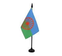 AZ FLAG - Drapeau De Table Gitan voyageur - 15x10 cm - Mini Drapeau Gypsy De Bureau 100% Polyester Avec Hampe De 25cm Et Socle En Plastique Noir