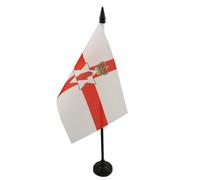 AZ FLAG Drapeau de Table Irlande du Nord 15x10 cm Socle Plastique | Usage intérieur Drapeau de bureau nord irlandais Northern Ireland finition cousue et bords renforcés polyester 100D