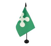 AZ FLAG - Drapeau De Table Lombardie 21x14 cm - Petit Drapeau De La Région De Lombardia De Bureau 100% Polyester Avec Hampe De 25cm Et Socle En Plastique Noir