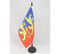 AZ FLAG - Drapeau De Table Manche 21x14 cm - Petit Drapeau Du Département De La Manche De Bureau 100% Polyester Avec Hampe De 25cm Et Socle En Plastique Noir