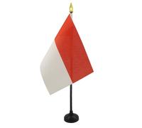 AZ FLAG Drapeau de Table Monaco 15x10 cm Polyester 100D Socle Plastique | Usage intérieur Drapeau de bureau monégasque finition cousue et bords renforcés