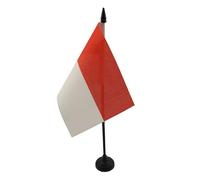AZ FLAG Drapeau de Table Monaco 15x10 cm Polyester 100D Socle Plastique | Usage intérieur Drapeau de bureau monégasque finition cousue et bords renforcés avec mât en plastique et socle en plastique